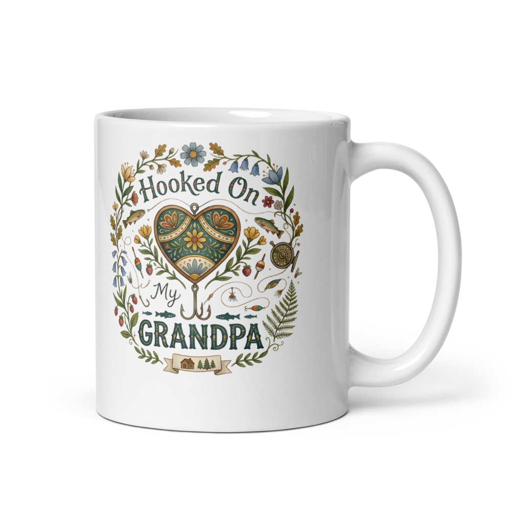 Hooked On My Grandpa Mug - Sweet Fishing Gift mockup