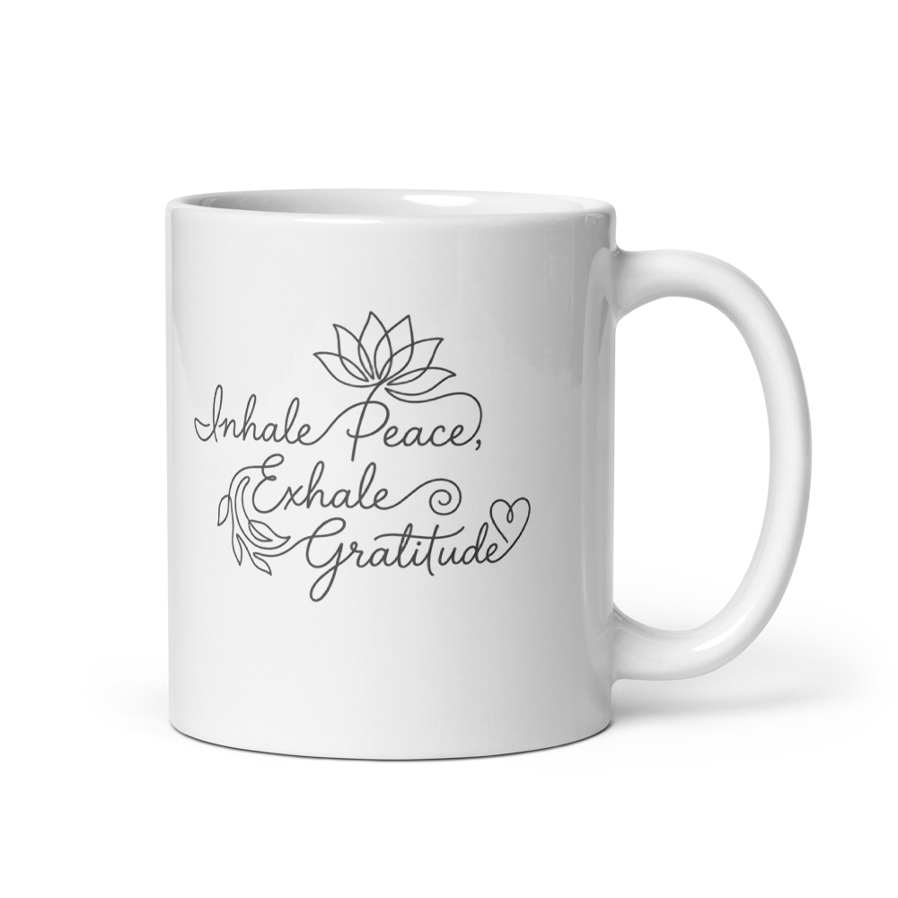 Inhale Peace Yoga Mug - Heartfelt Mindfulness Gift mockup