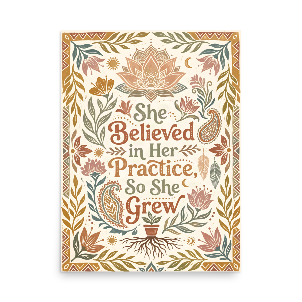 She Believed in Her Practice Yoga Print - Growth Gift mockup