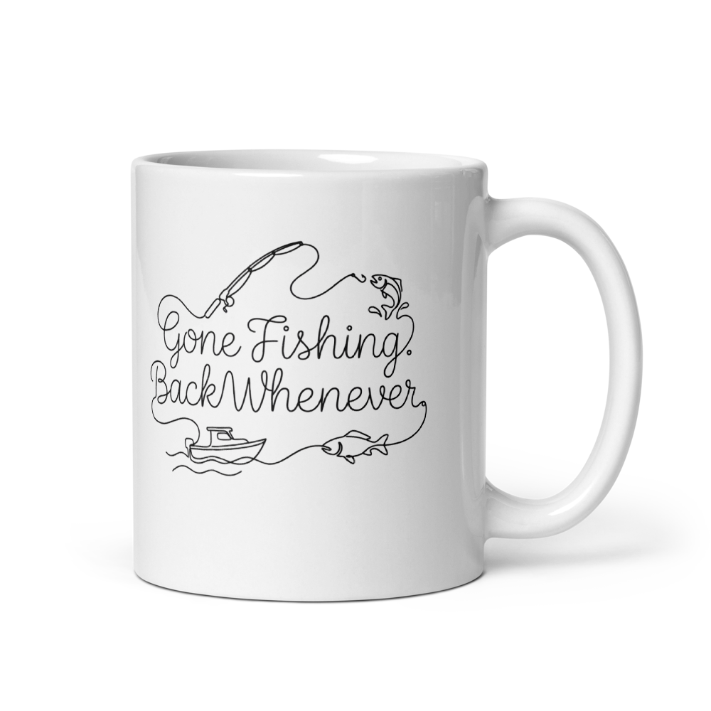 Gone Fishing Back Whenever Mug - Funny Fishing Gift mockup