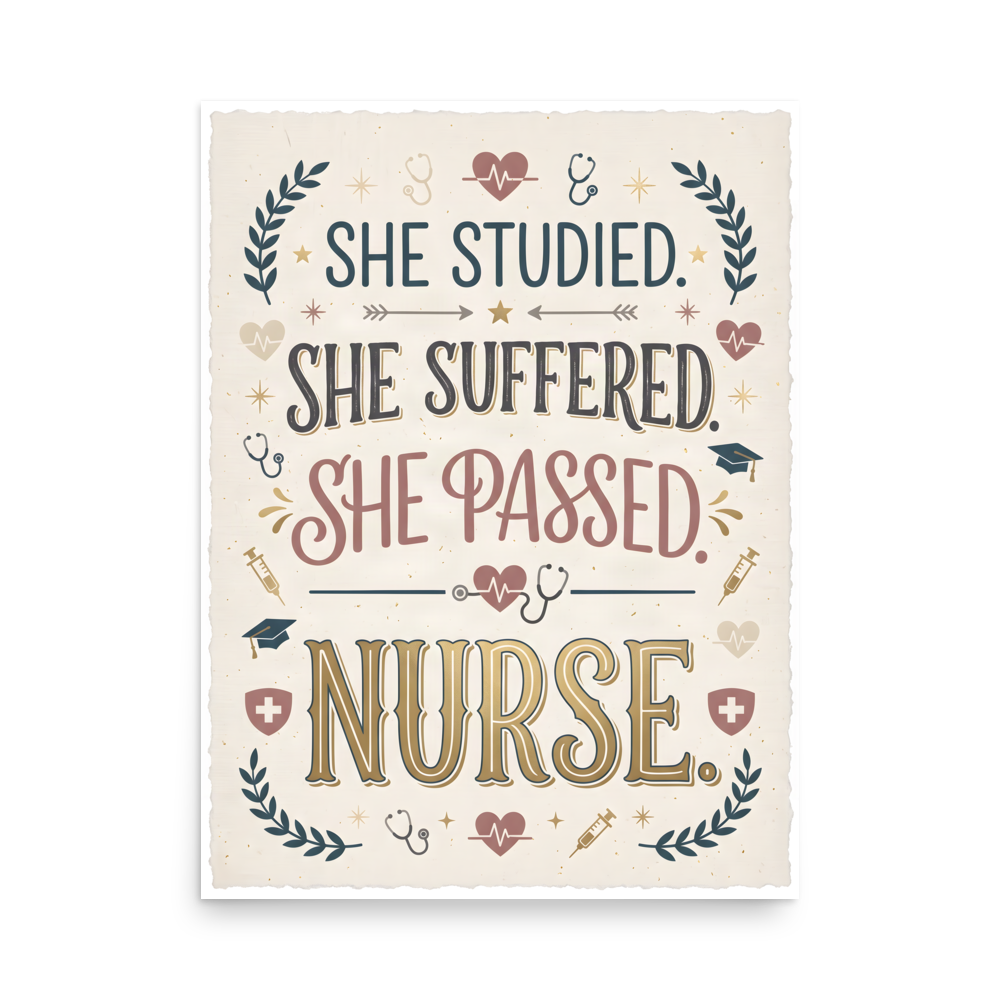 Nursing Graduation Poster - Heartfelt RN Achievement Print mockup