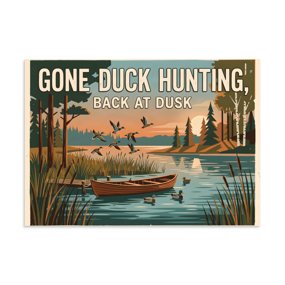 Gone Duck Hunting Poster - Rustic Waterfowl Wall Art Gift mockup