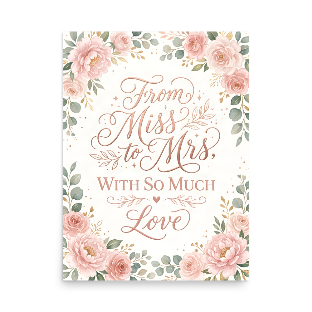 From Miss to Mrs Poster - Sentimental Bridal Gift mockup