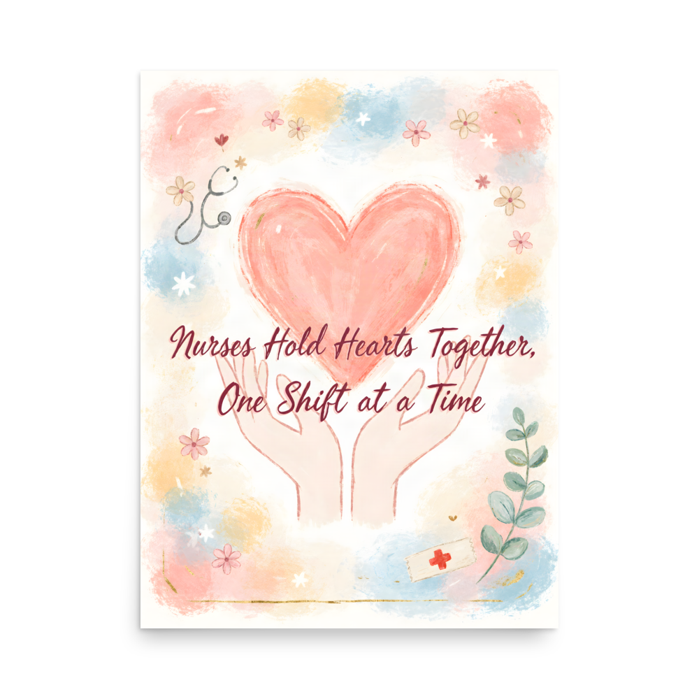 Nurses Hold Hearts Together Poster - Nurses Week Gift mockup