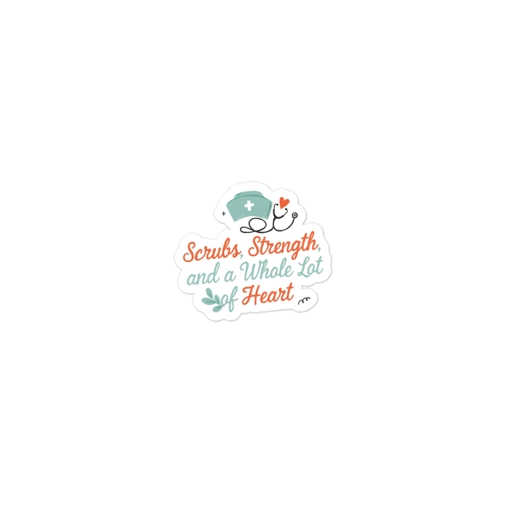 Scrubs Strength Heart Sticker - Nurse Appreciation Gift mockup