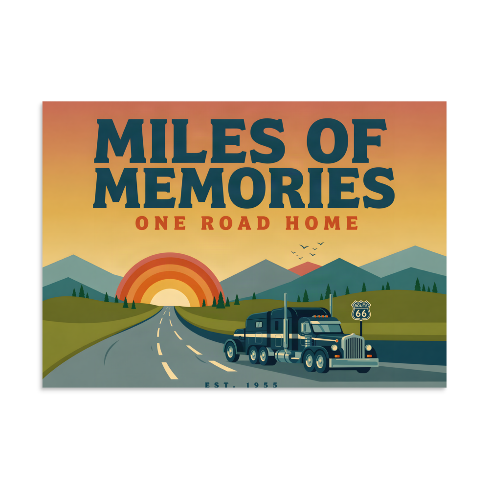 Miles of Memories Poster - Trucker Retirement Gift mockup