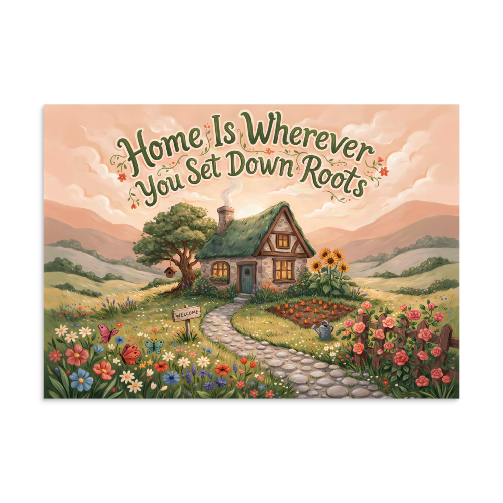 Home Is Where You Set Down Roots - Housewarming Poster mockup