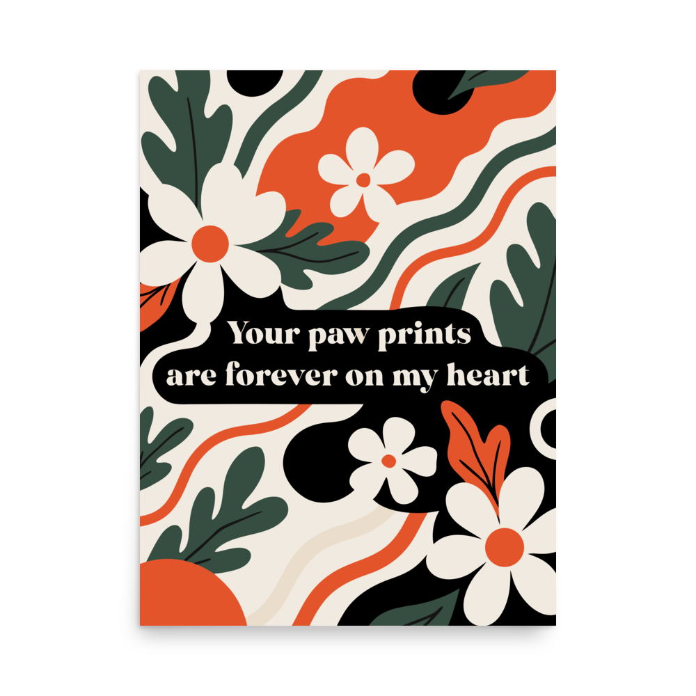 Paw Prints on My Heart Pet Memorial Poster mockup