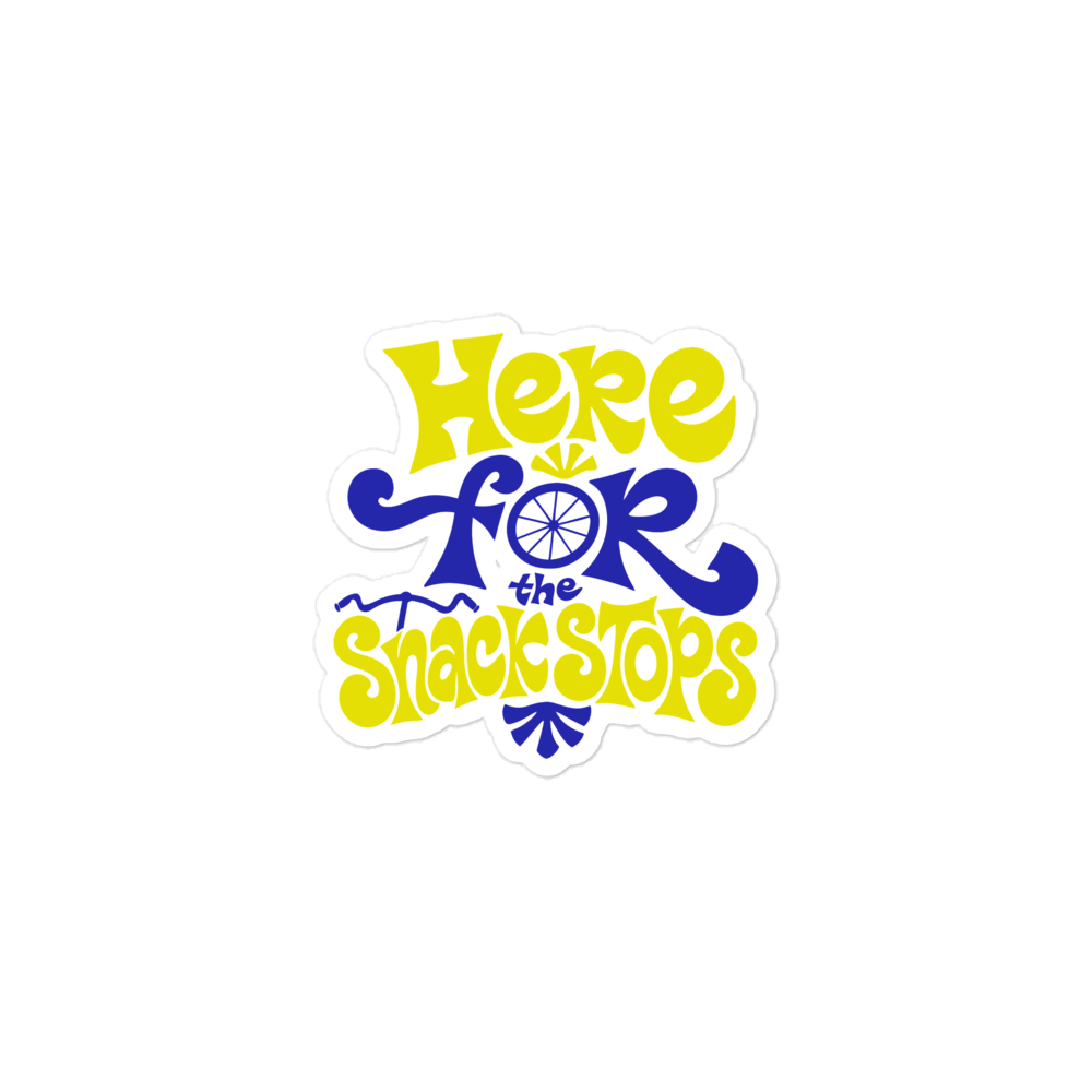 Here for the Snack Stops Funny Cycling Sticker mockup