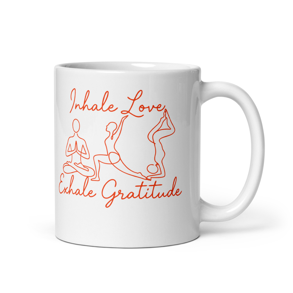 Inhale Love Exhale Gratitude Yoga Mug Gift mockup