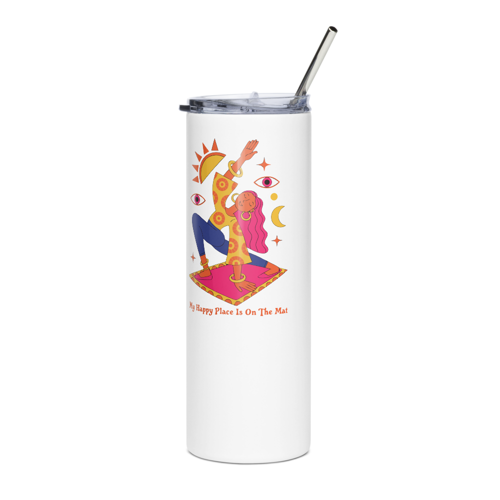 My Happy Place Is On The Mat Yoga Tumbler mockup