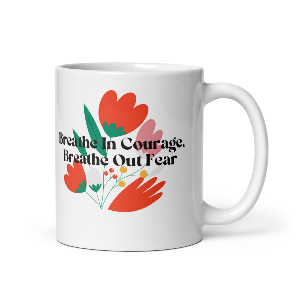 Breathe In Courage Yoga Mug Gift for Women mockup