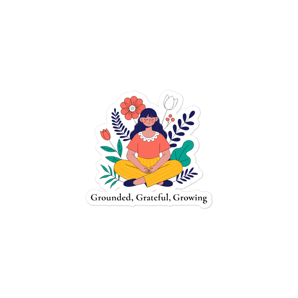 Grounded Grateful Growing Yoga Sticker for Her mockup