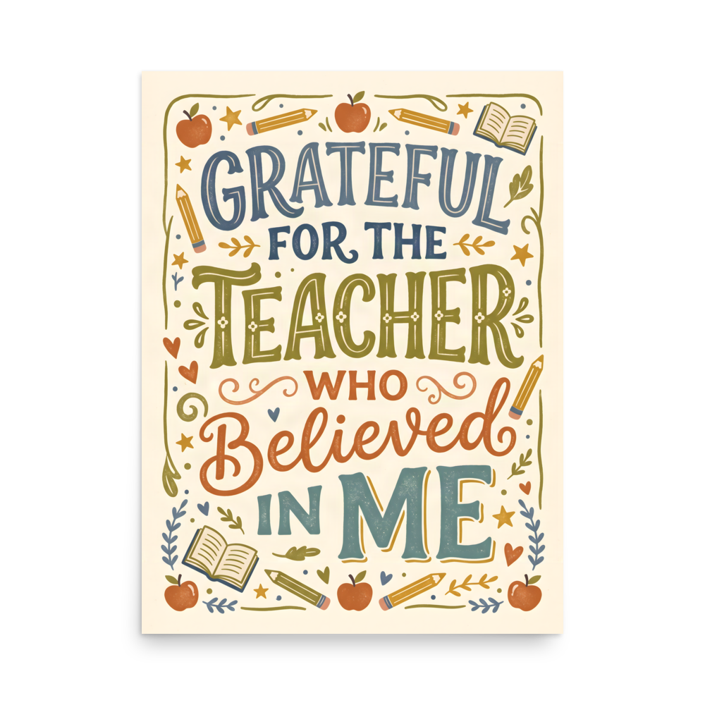 Grateful for My Teacher Poster | Heartfelt Thank You Gift mockup