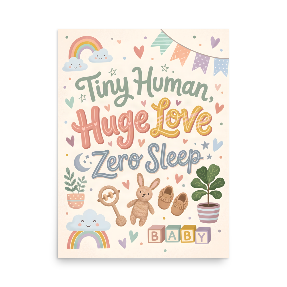 Tiny Human Huge Love Poster - New Baby Keepsake Gift mockup