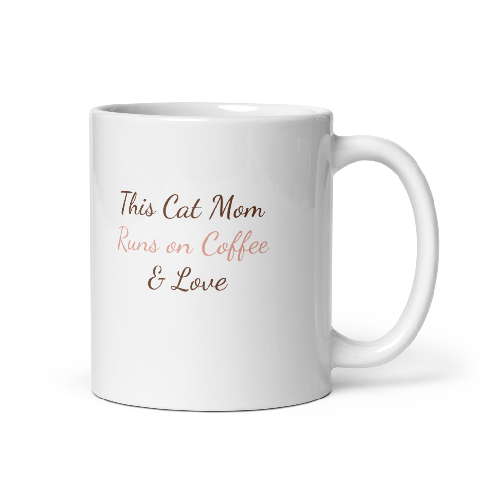 This Cat Mom Runs on Coffee & Love Mug Gift mockup